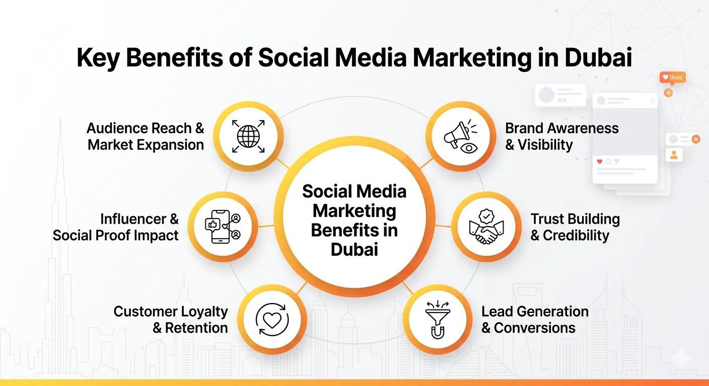 Benefits of Social Media Marketing in Dubai shown through digital campaign analytics on laptop screen