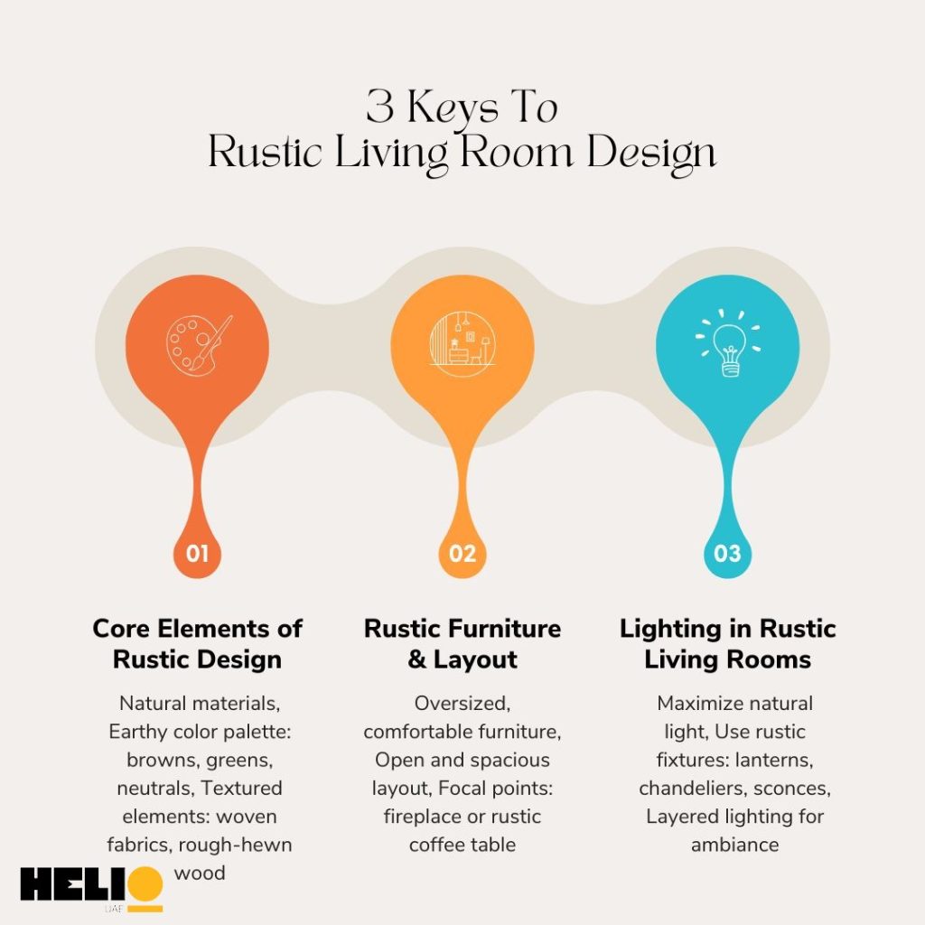 Rustic Living Room Design infographics