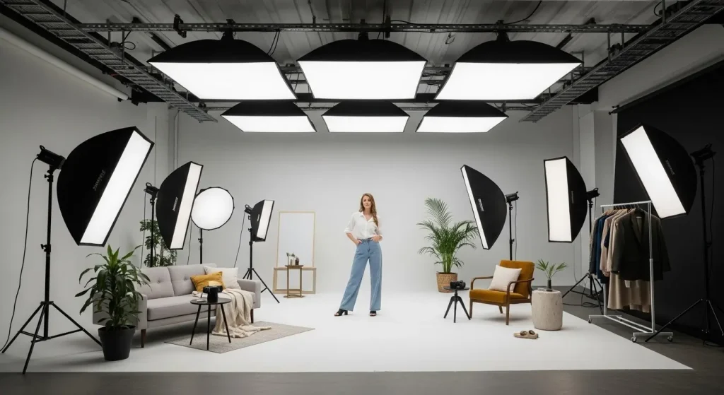 The perfect ideal photo studio size strikes a mix between size, functionality, and creative flexibility.