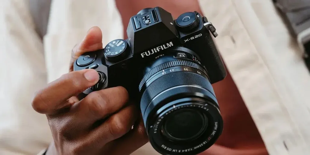 Best professional hybrid camera in studio setup with lighting for commercial shoots