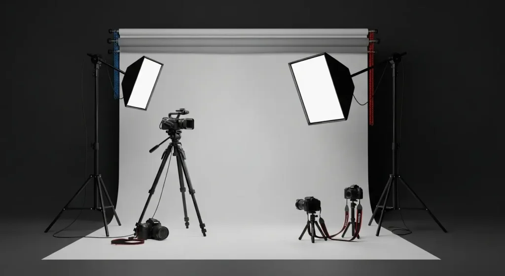 how to choose a rental camera: “Person comparing mirrorless and DSLR cameras while deciding how to choose a rental camera.”