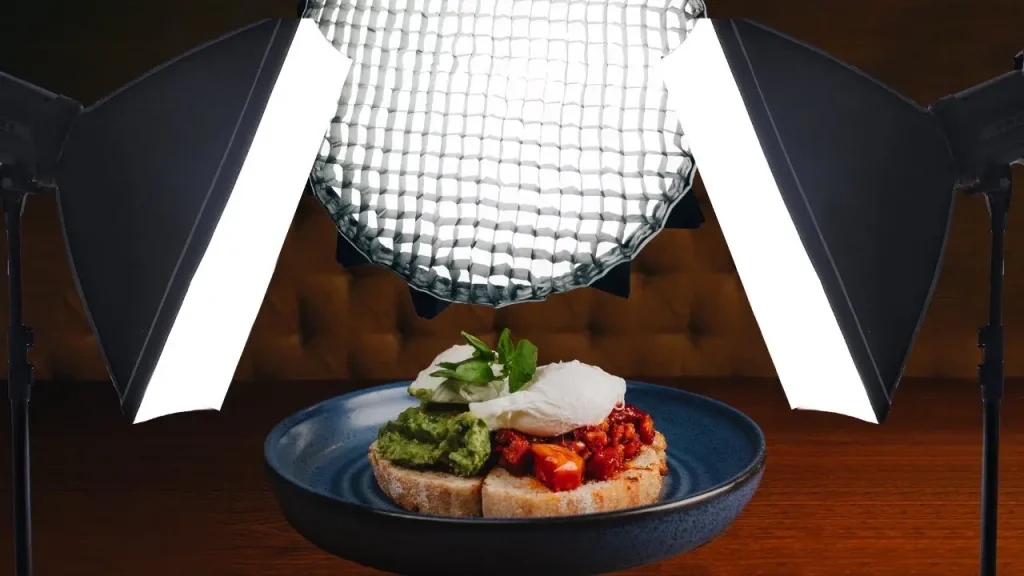 Minimal food lighting setup using natural window light and white foam boards for professional