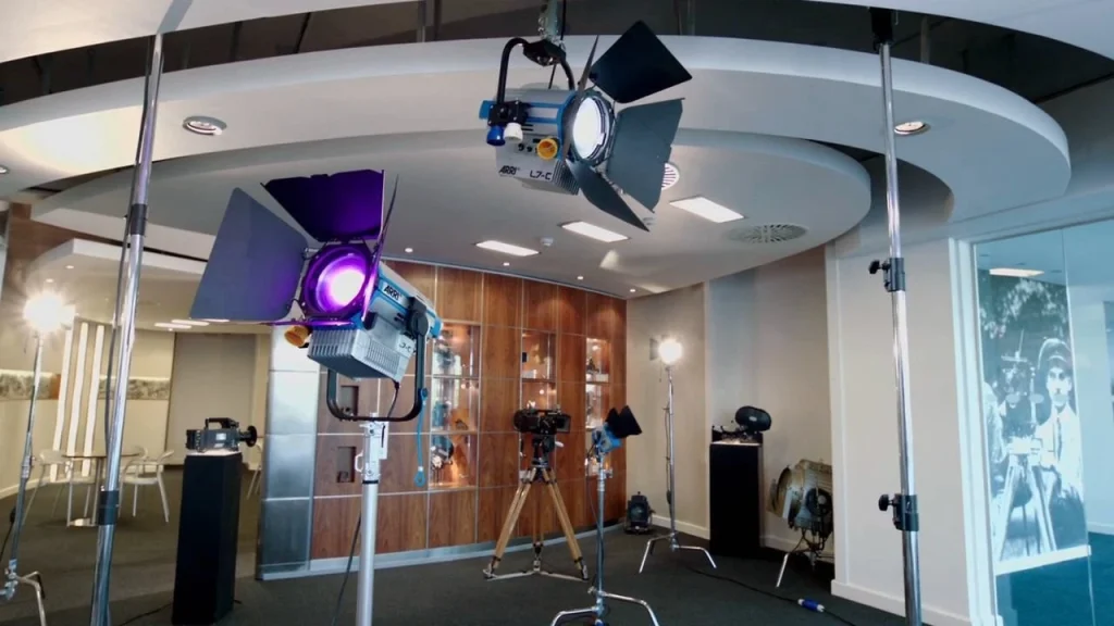 Types of studio lights including LED panels, strobes, and continuous lighting setups used in professional studios