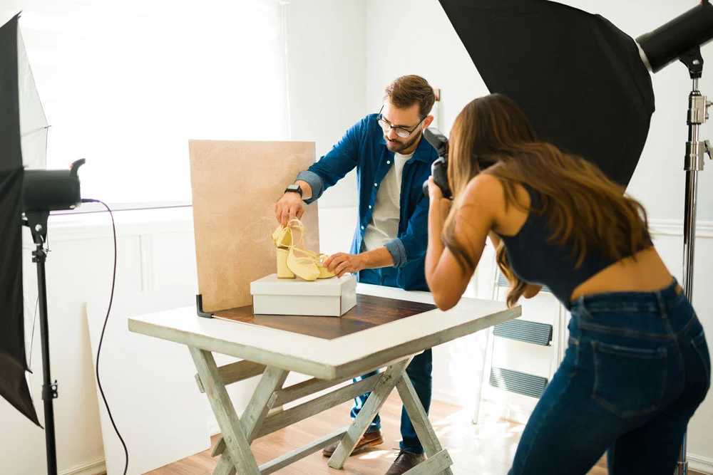 Best backdrop for product photography using a clean white surface with soft, even lighting for e-commerce images