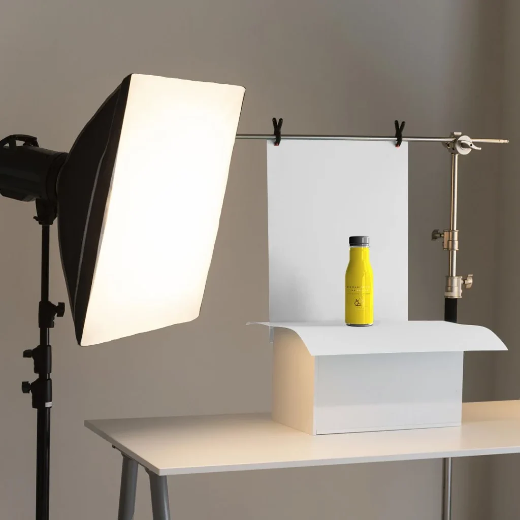 Best softbox for product photography setup showing soft, even lighting on a studio product