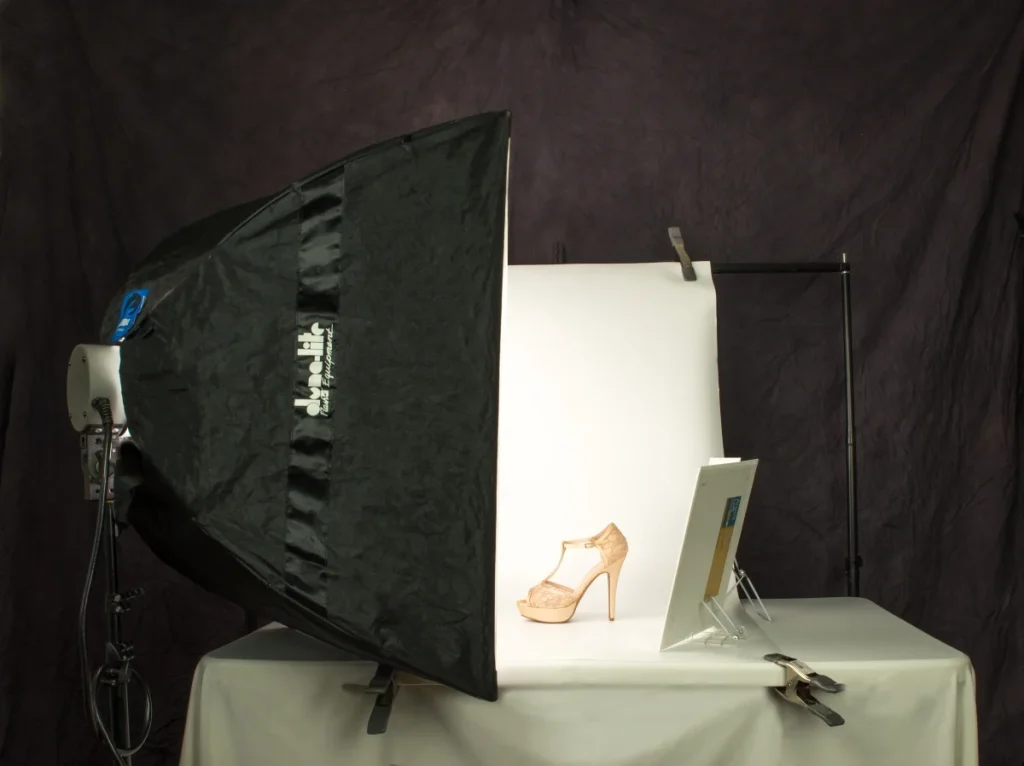 What size softbox for product photography comparison showing small, medium, and large softboxes in use