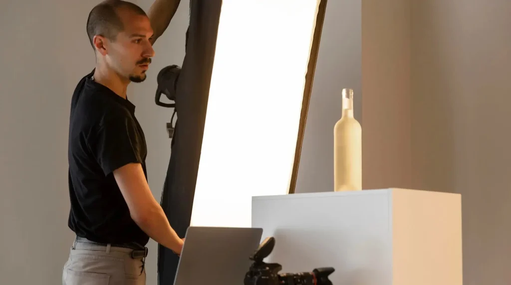 Close-up of product illuminated by best light for taking product photos with adjustable color temperature